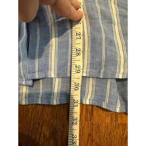 J. Jill Love Linen Oversized Blue & White Striped Shirt - Sz Medium Costal Vibes - Picture 11 of 11